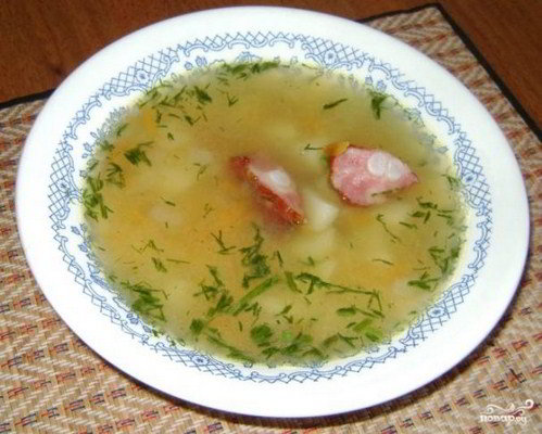 Гороховый суп с копчеными ребрышками в скороварке. Фото. Гороховый суп с копчеными ребрышками в скороварке. Рецепт.